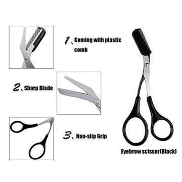 XINGZI Eyebrow Trimmer Comb & Scissors Set - Beauty Tool