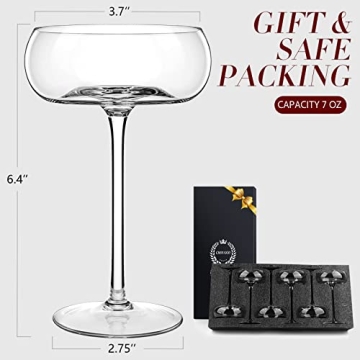 Chouggo Elegant Hand Blown Crystal Martini Glass Set