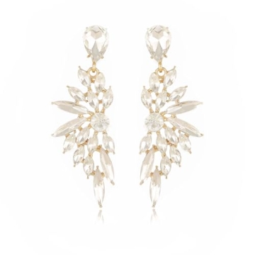 FENBORY Clear Rhinestone Dangle Earrings for Weddings and Galas
