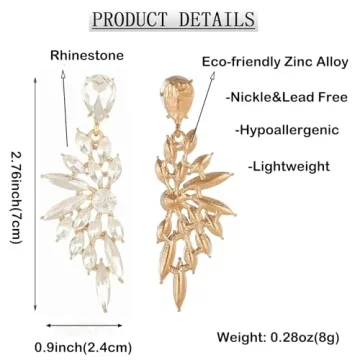 FENBORY Rhinestone Dangle Earrings for Elegant Occasions