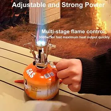 Camping Stove Portable Backpacking Stoves - Backpack Camp Stove with Piezo Ignition Stable Support Wind resistance Gas Stove Backpacking Gear for Camping Hiking Outdoor Cooking