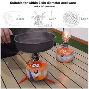 Camping Stove Portable Backpacking Stoves - Backpack Camp Stove with Piezo Ignition Stable Support Wind resistance Gas Stove Backpacking Gear for Camping Hiking Outdoor Cooking