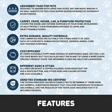 EZwhelp Washable Pee Pads for Dogs - Waterproof Training Pads for Dogs, Reusable & Sanitary, Rounded Corners, Laminated, Lightweight, Durable, Pet Essentials for Training and Whelping, 47" x 47"