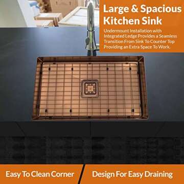 Strictly Sinks 32 Inch Undermount Single Bowl Kitchen Sink – Copper Kitchen Sink Designer Shelf Ac...