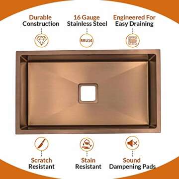 Strictly Sinks 32 Inch Copper Undermount Kitchen Sink