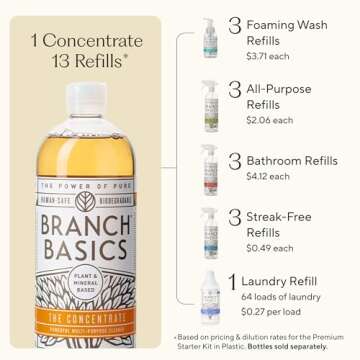 Branch Basics Concentrate REFILL- Multi-surface All Purpose Cleaner Concentrate - Laundry, Kitchen, and Bathroom Cleaner (33.8 Oz) Fragrance-Free