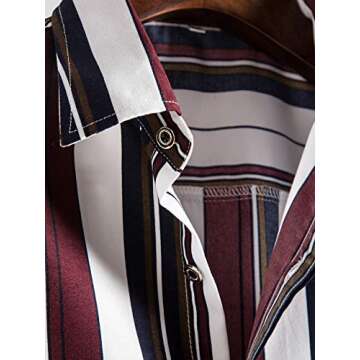 Floerns Men's Striped Shirts Casual Short Sleeve Button Down Shirts A Multicoloured L