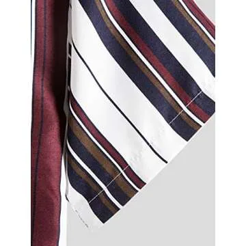 Floerns Men's Striped Shirts Casual Short Sleeve Button Down Shirts A Multicoloured L