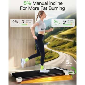 Akluer Walking Pad with Incline, Incline Walking Pad Treadmill for Home, 2.5 HP Under Desk Treadmill...