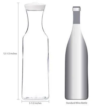 STORi Clear Plastic 50-ounce Square Base Beverage Carafes | set of 2 | White Lids