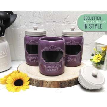 Mason Jar Ceramic Canister Set - Decorative Kitchen Storage
