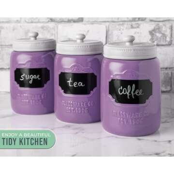 Mason Jar Ceramic Canister Set - Decorative Kitchen Storage