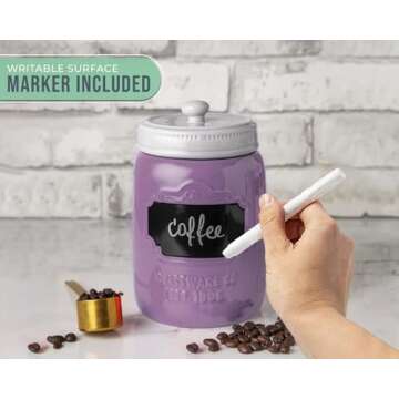 Mason Jar Ceramic Canister Set - Decorative Kitchen Storage