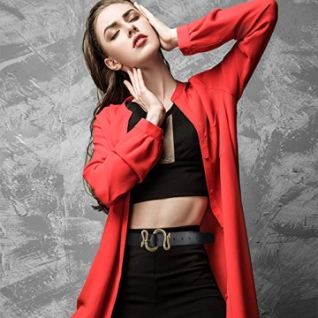 Stylish Taffeta Alley Black Leather Belts for Women