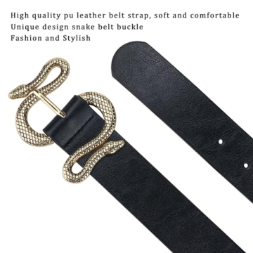 Stylish Taffeta Alley Black Leather Belts for Women