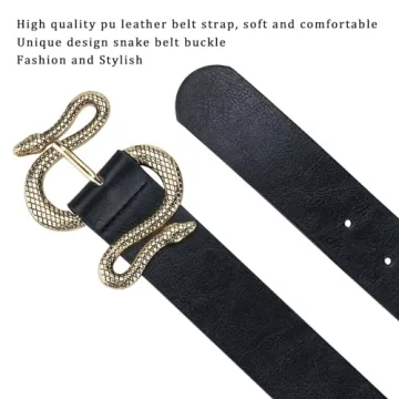 Stylish Taffeta Alley Black Leather Belts for Women