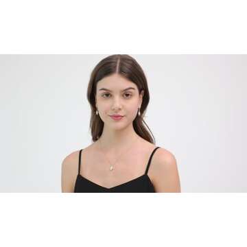 Iutymu Nature Freshwater Pearl Cross Earrings Elegant Christian Pearl Jewelry, Beachy Pearl Jewelry, Cross Pearl Earrings, Baroque Pearl Earrings (Gold Edge)