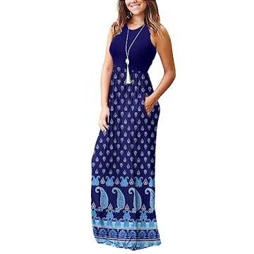 AUSELILY Women's Summer Sleeveless Maxi Dress - Floral Elegance
