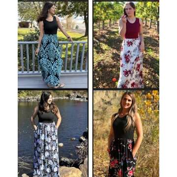 AUSELILY Women's Summer Sleeveless Maxi Dress - Floral Elegance