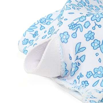 MOSHENGQI Women Bandeau High Waisted Bikini Push Up High Cut Swimsuits (L, Blue Ditsy Floral)