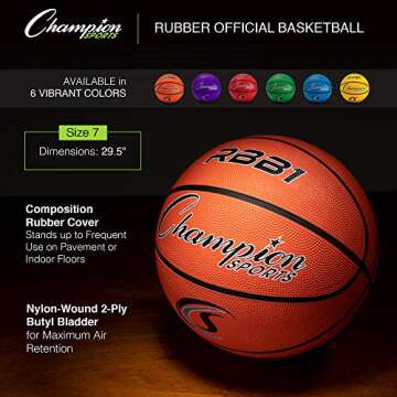 Durable Champion Sports Pro-Style Basketball for All Ages
