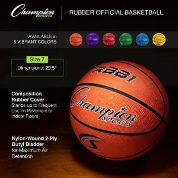 Durable Champion Sports Pro-Style Basketball for All Ages