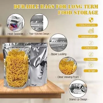 100PCS Resealable Mylar Bags for Food Storage, 5.9'' x 8.7'' Smell Proof Ziplock Bags Freestanding, ...