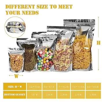 100PCS Resealable Mylar Bags for Food Storage, 5.9'' x 8.7'' Smell Proof Ziplock Bags Freestanding, Aluminum Foil Packaging Pouches Bag for Cookies, Nuts, Tea, Candy - 6.3 Mil