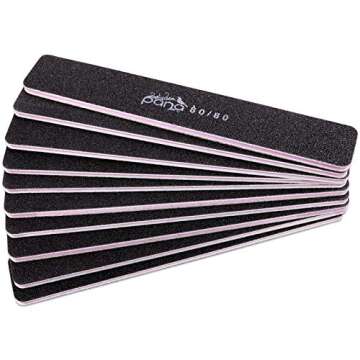 10pcs - PANA Jumbo Double-Sided Emery Nail File for Manicure, Pedicure, Natural, and Acrylic Nails - Black (Grit 80/80)