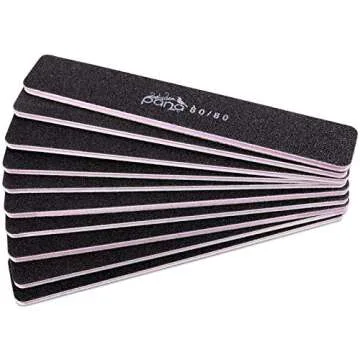 10pcs - PANA Jumbo Double-Sided Emery Nail File for Manicure, Pedicure, Natural, and Acrylic Nails - Black (Grit 80/80)