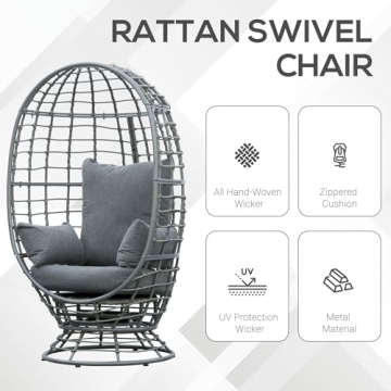 Outsunny Wicker Egg Chair - Stylish 360 Outdoor Relaxation