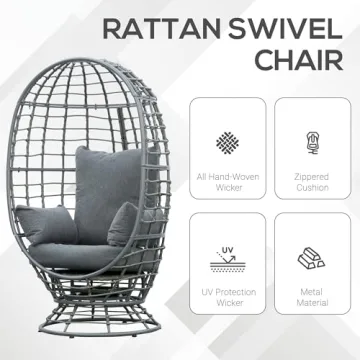 Outsunny Wicker Egg Chair - Stylish 360 Outdoor Relaxation