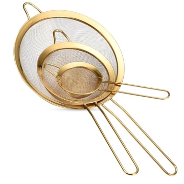 2LB Depot Stainless Steel Kitchen Strainers Set - 3 Extra-Fine Mesh Strainers with Long Handles for ...
