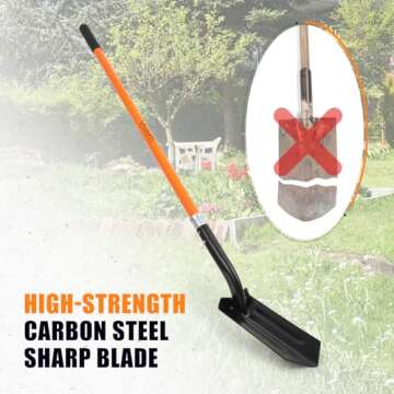 VNIMTI Trench Shovel - 4-Inch Fiberglass Handled Tool for Digging & Landscaping