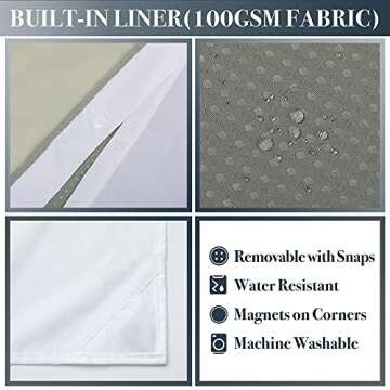 N&Y HOME Waffle Weave Shower Curtain with Snap-in Fabric Liner & Hooks Set - Hotel Style, Waterproof & Washable, Heavyweight Fabric & Mesh Top Window - 71x72, Sage Green