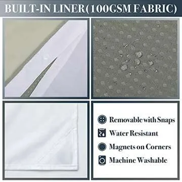 N&Y HOME Waffle Weave Shower Curtain with Snap-in Fabric Liner & Hooks Set - Hotel Style, Waterproof & Washable, Heavyweight Fabric & Mesh Top Window - 71x72, Sage Green