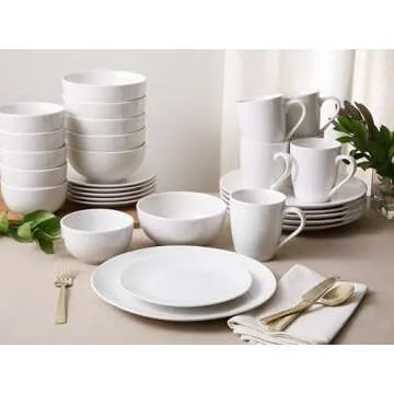 Gibson Home Zen Buffet Porcelain Dinnerware Set, Service for 6 (30pcs), White (Coupe)