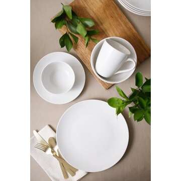 Gibson Home Zen Buffet Porcelain Dinnerware Set, Service for 6 (30pcs), White (Coupe)