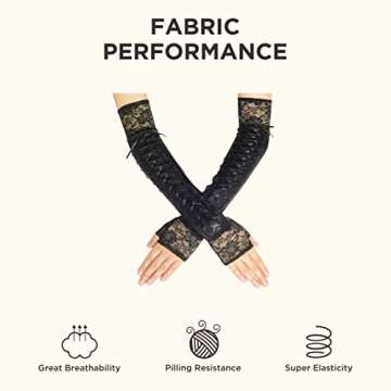 Stylish BABEYOND Lace Up Fingerless Gloves for Parties