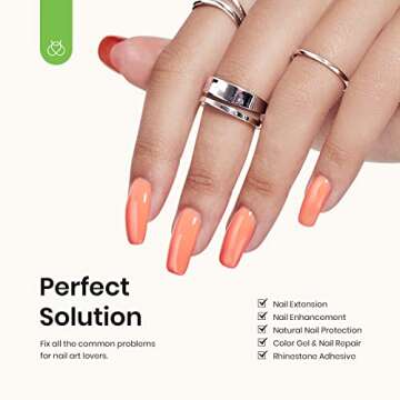 Beetles 3 Pcs Beetles Builder Gel No Wipe Base Top Coat Set, Shine Finish and Long Lasting, Soak Off LED Transparent Builder Strengthener Hard Gel,Glossy Gel for Nail Art