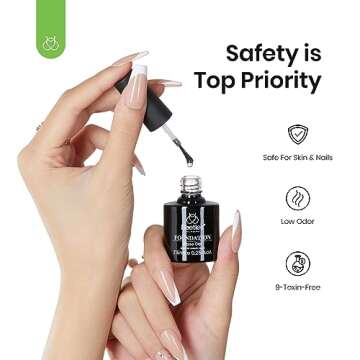 Beetles 3 Pcs Beetles Builder Gel No Wipe Base Top Coat Set, Shine Finish and Long Lasting, Soak Off LED Transparent Builder Strengthener Hard Gel,Glossy Gel for Nail Art