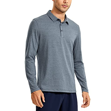 CRZ YOGA Men's Long Sleeve Golf Polo Shirts Quick Dry Athletic T-Shirts Moisture Wicking Gym Workout...