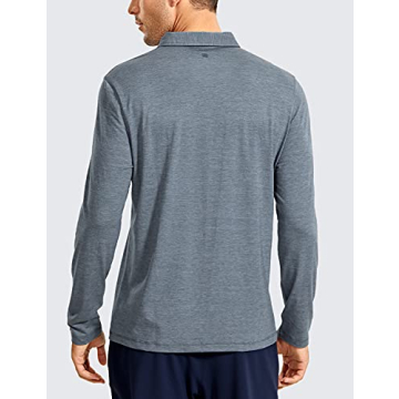 CRZ YOGA Men's Long Sleeve Golf Polo - Quick Dry Athletic Tee