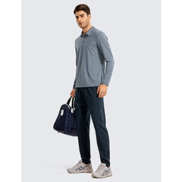 CRZ YOGA Men's Long Sleeve Golf Polo - Quick Dry Athletic Tee