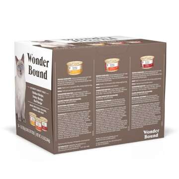 Amazon Brand - Wonder Bound Gourmet Wet Cat Food in Gravy Variety Pack (Turkey, Chicken, Beef), Poultry, Made in USA, 3 Ounce (Pack of 24)