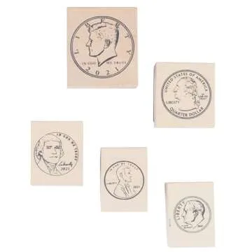 READY 2 LEARN Coin Stamps - Heads - Set of 5 - Wooden Stamps for Currency, Math and DIY Activities - Use for Flashcards, Worksheets, Cards, Albums and Scrapbooks
