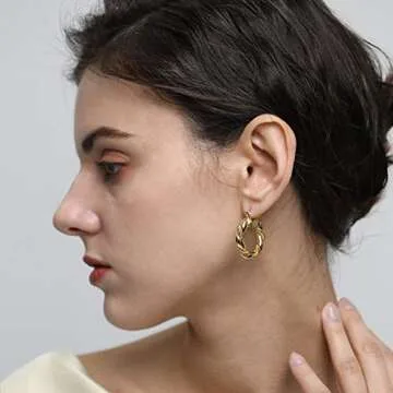Chunky Gold Twisted Hoop Earrings for Elegant Style