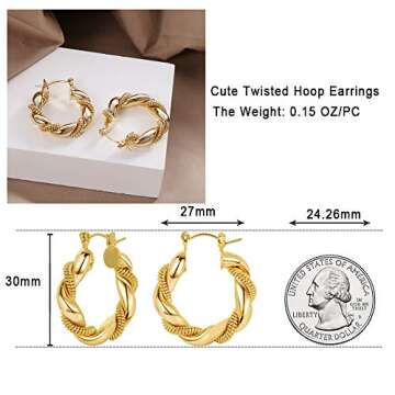 Chunky Gold Twisted Hoop Earrings for Elegant Style