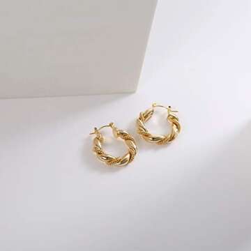 Chunky Gold Twisted Hoop Earrings for Elegant Style