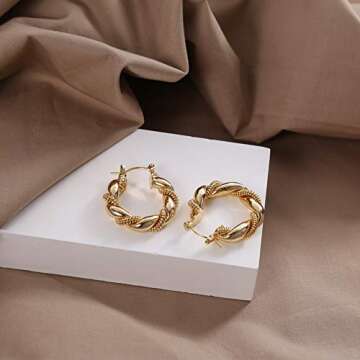 Chunky Gold Twisted Hoop Earrings for Elegant Style